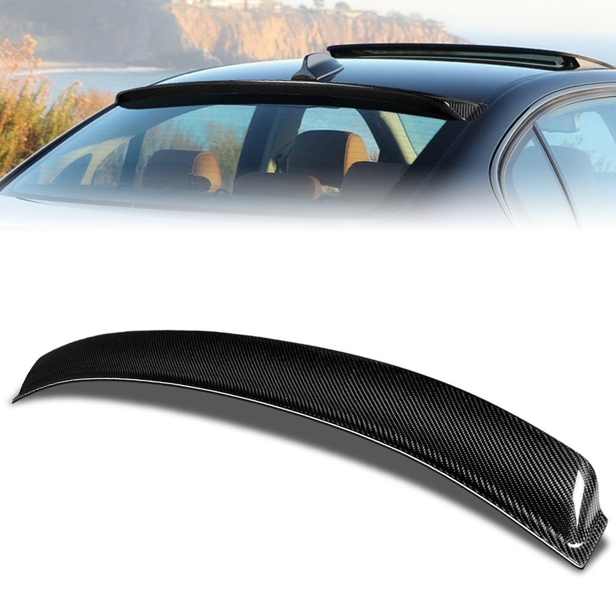 Stay Tuned Performance, 05-12 BMW 3-Series E90 Sedan Rear Window Roof Spoiler - Carbon Fiber