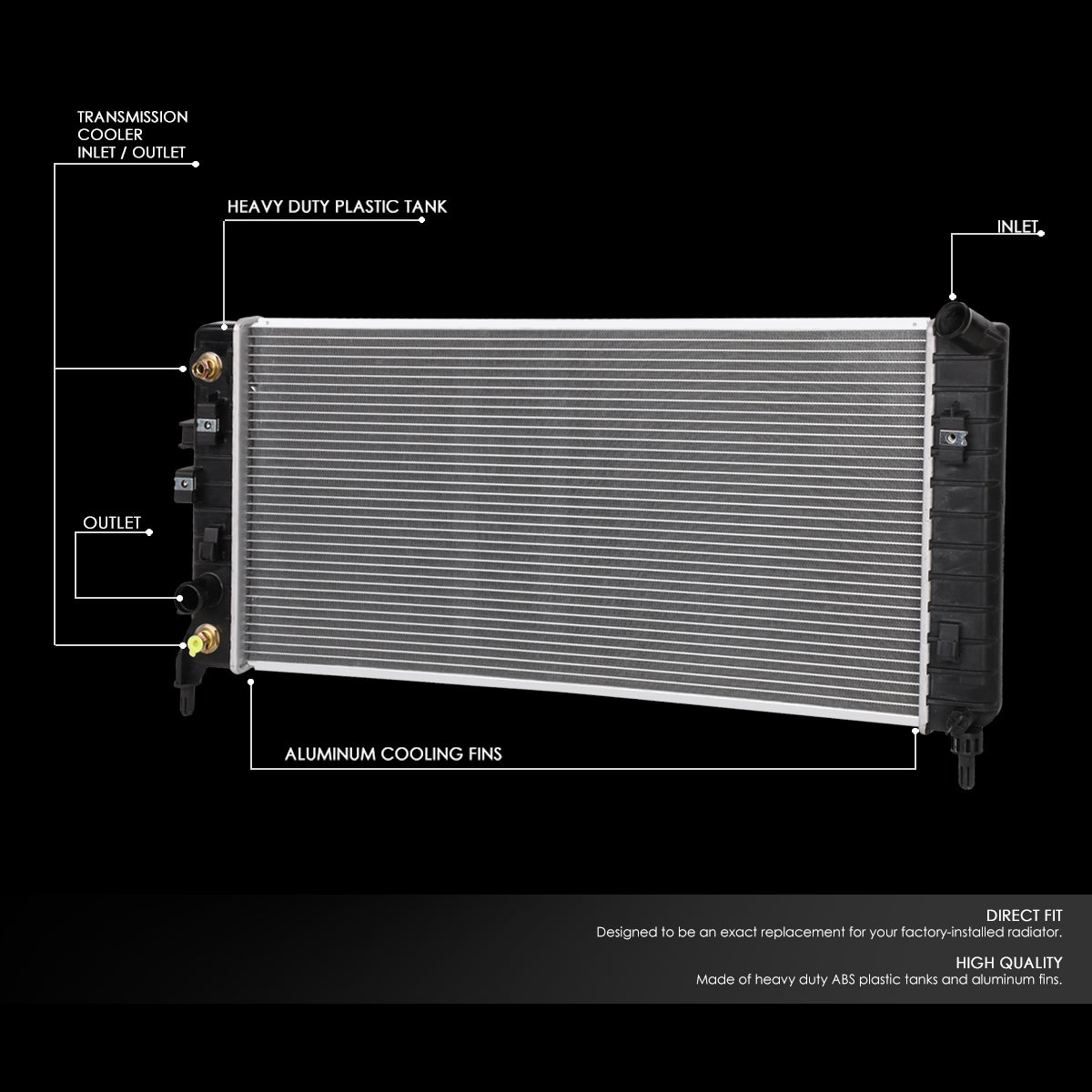 CAAP, 05-18 Buick Allure 06-11 Chevy Impala 06-07 Monte Carlo AT Aluminum Radiator - 2827