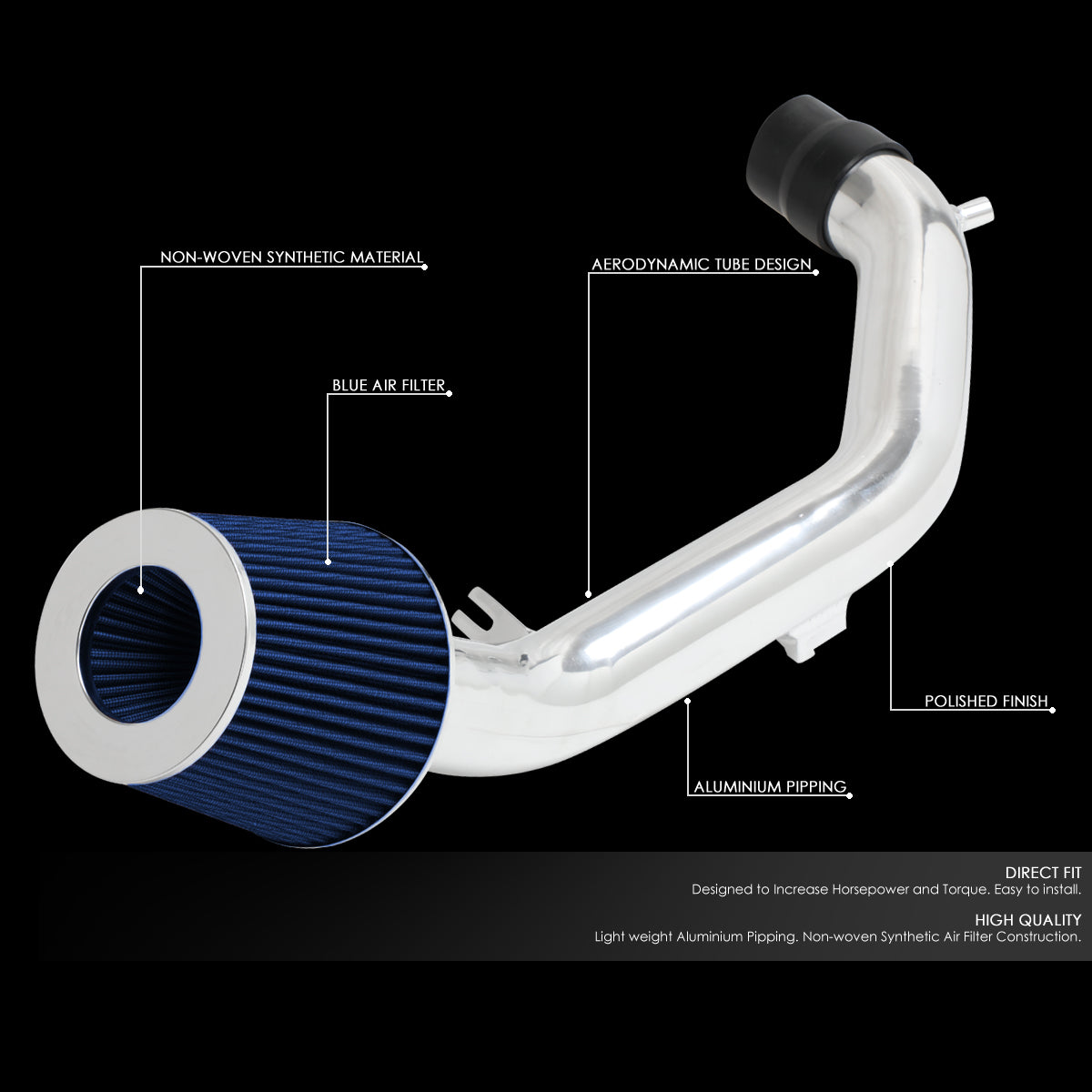 J2 Engineering, 06-07 Mazda 6 Mazdaspeed Aluminum Cold Air Intake w/Blue Cone Filter