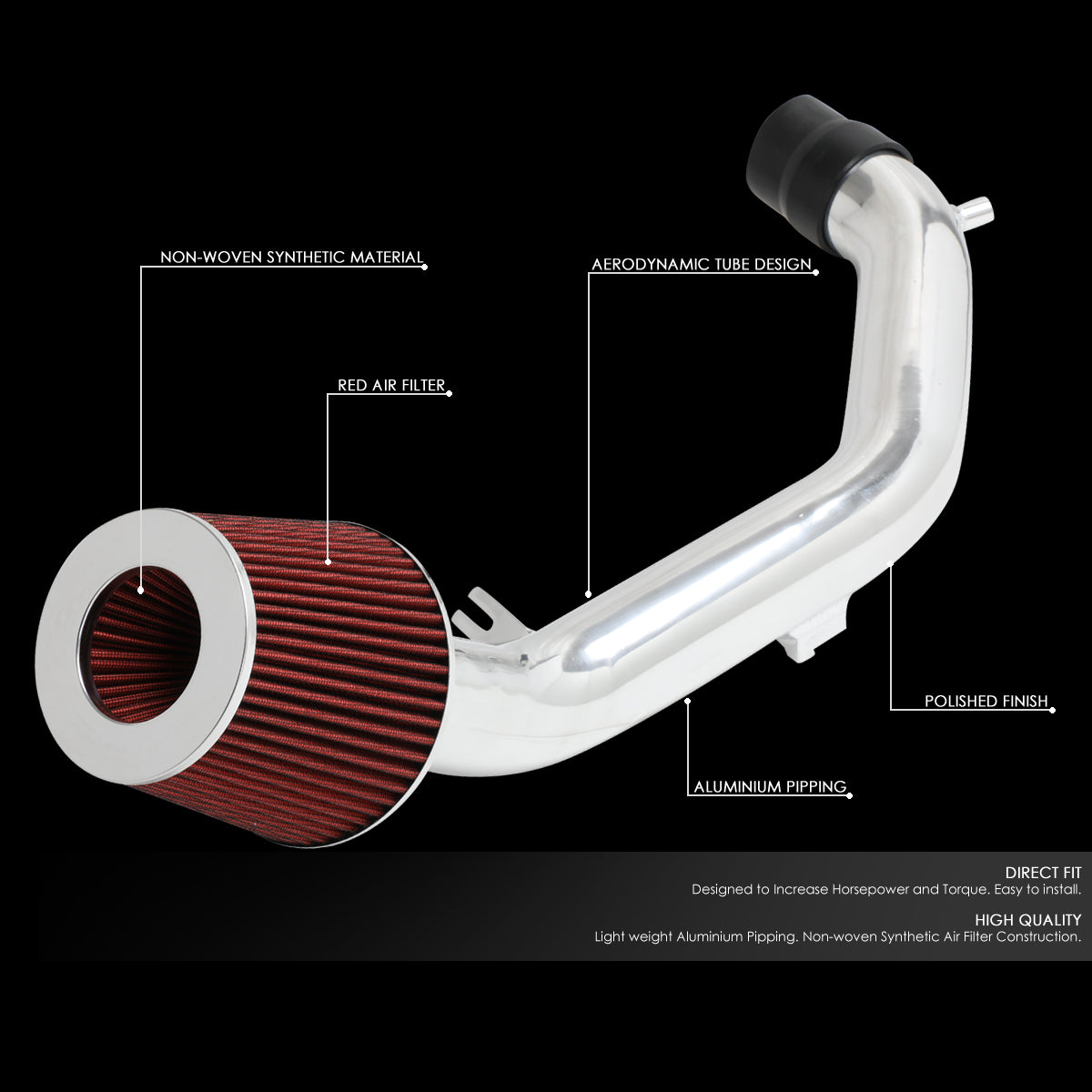 J2 Engineering, 06-07 Mazda 6 Mazdaspeed Aluminum Cold Air Intake w/Red Cone Filter