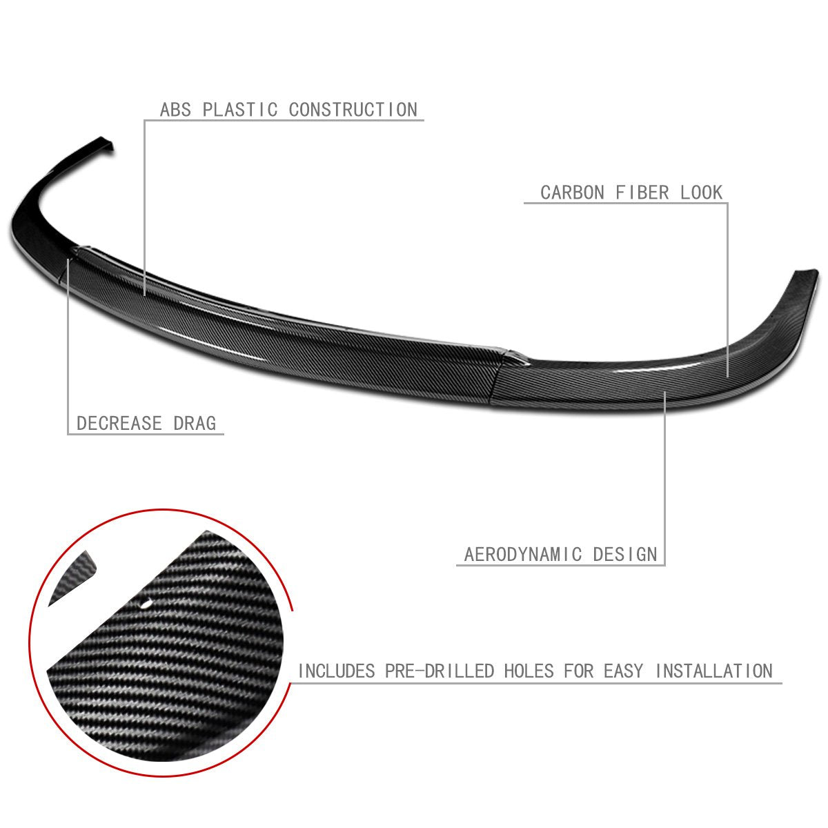 Stay Tuned Performance, 06-07 Subaru Impreza WRX STI Front Bumper Lip - 3 Pieces CT Style [Carbon Fiber Look]