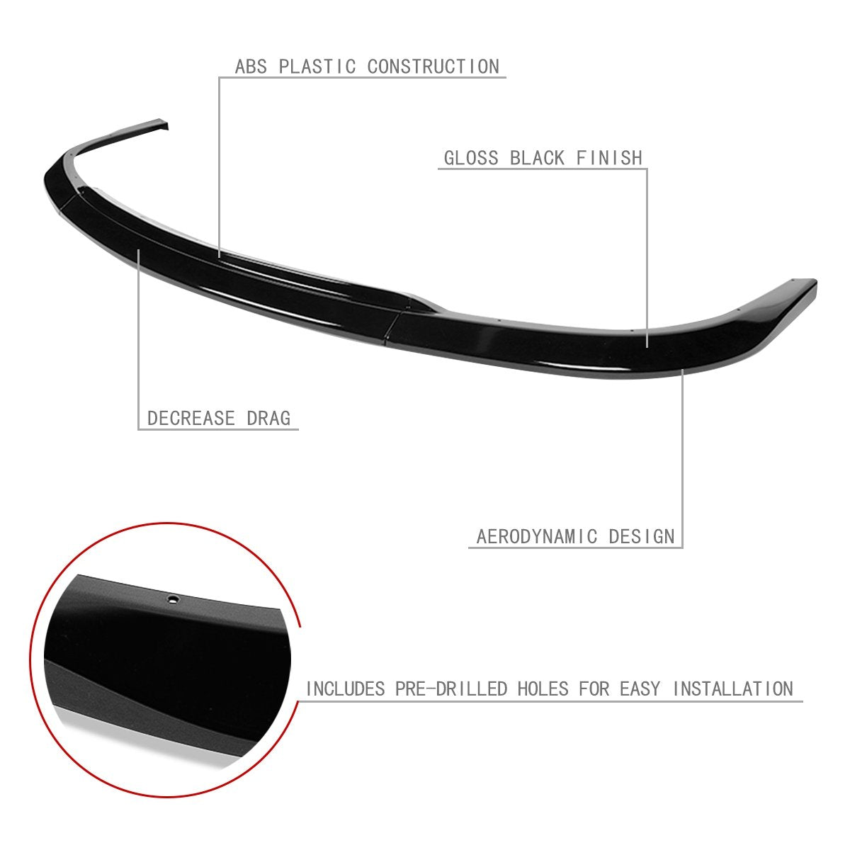 Stay Tuned Performance, 06-07 Subaru Impreza WRX STI Front Bumper Lip - 3 Pieces [Gloss Black]