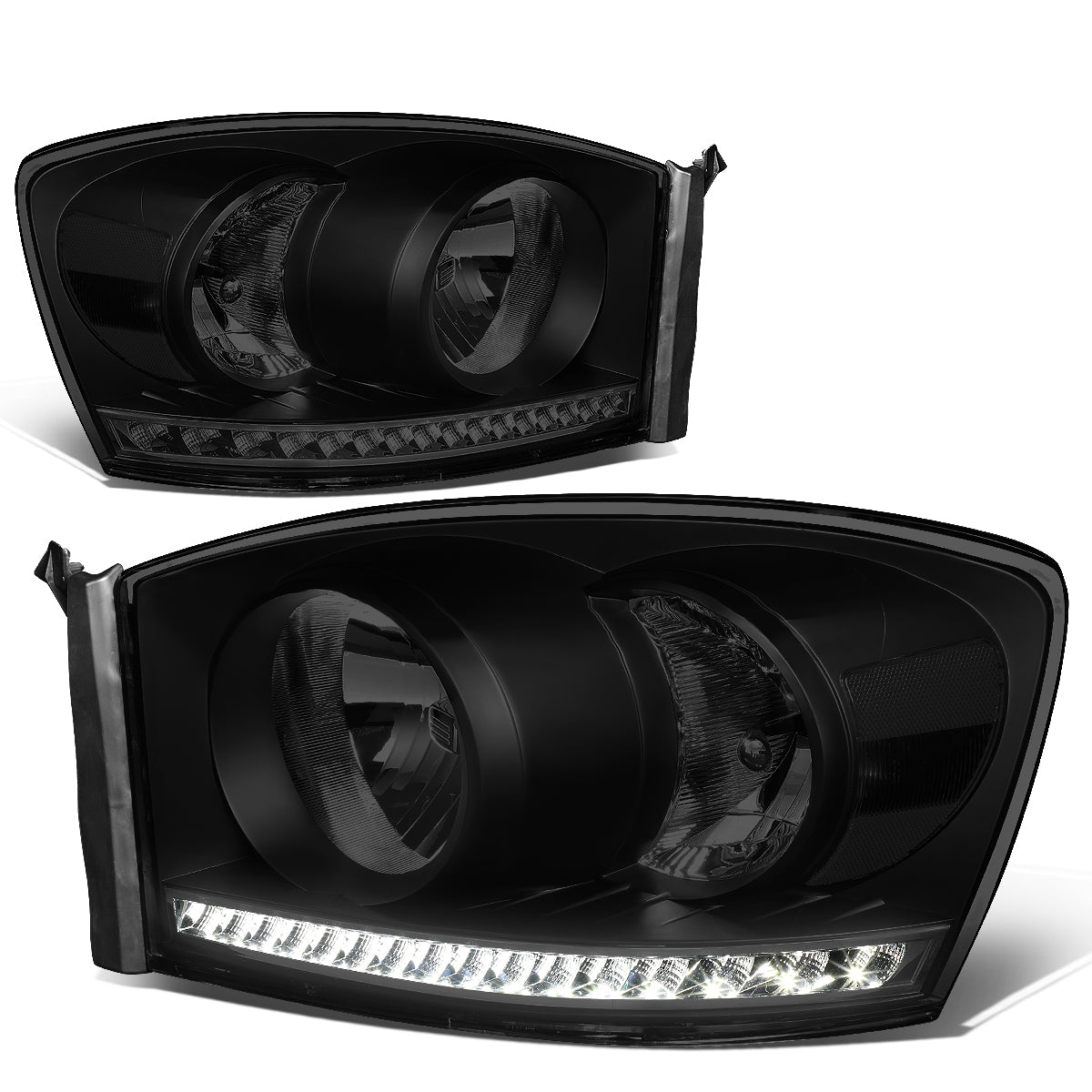 Nuvision Lighting, 06-09 Dodge RAM 1500 2500 3500 LED DRL Headlights - Tinted Housing Clear Corner