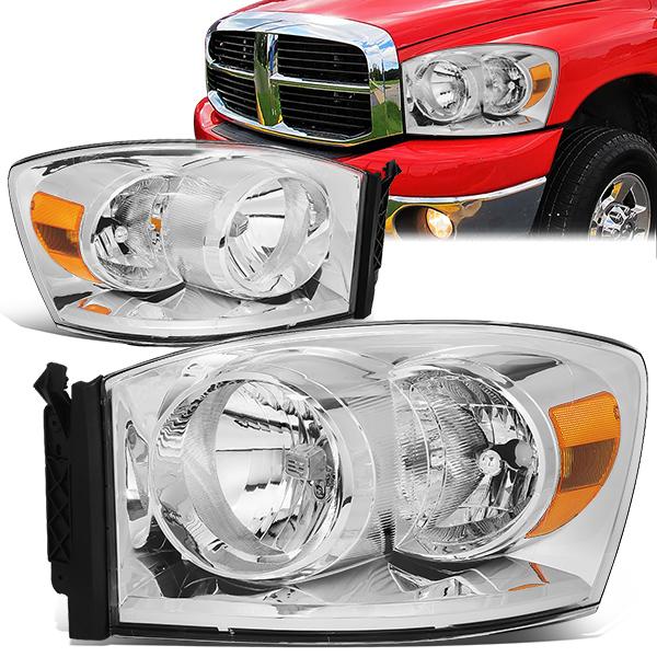 Nuvision Lighting, 06-09 Dodge Ram 1500 2500 3500 Headlights - Chrome Housing Amber Corner