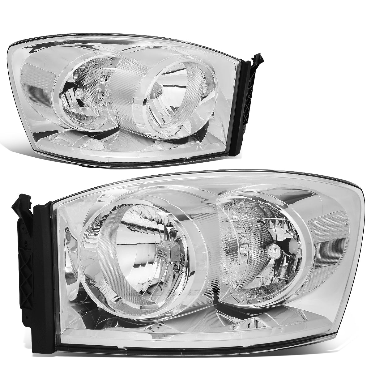 Nuvision Lighting, 06-09 Dodge Ram 1500 2500 3500 Headlights - Chrome Housing Clear Corner