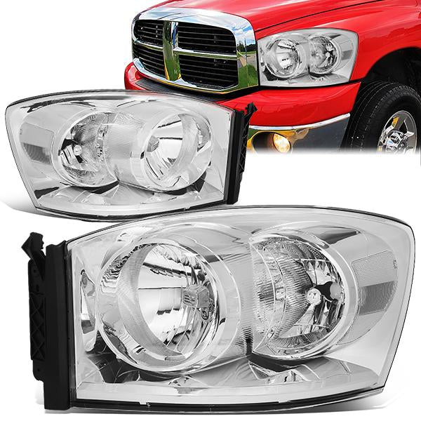 Nuvision Lighting, 06-09 Dodge Ram 1500 2500 3500 Headlights - Chrome Housing Clear Corner