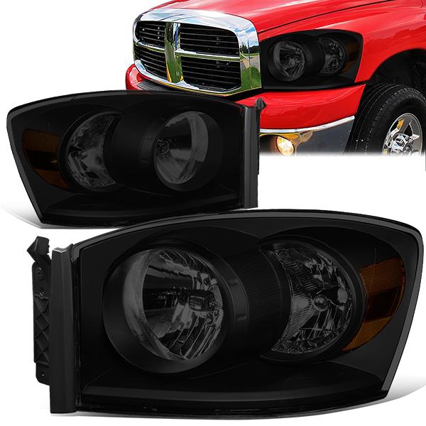 Nuvision Lighting, 06-09 Dodge Ram 1500 2500 3500 Headlights - Tinted Housing Amber Corner