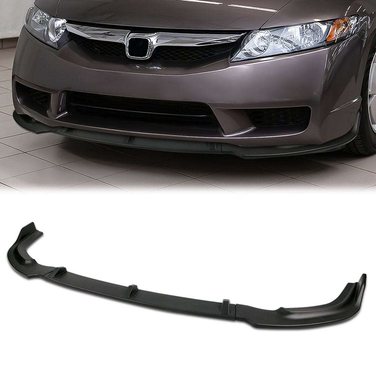 Stay Tuned Performance, 06-11 Honda Civic Sedan Front Bumper Lip - 3 Pieces Design [Matte Black]