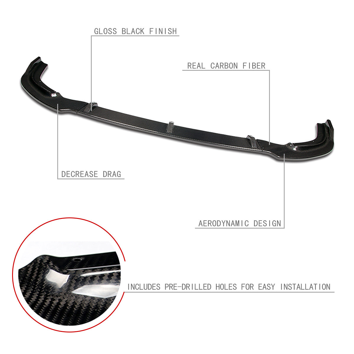 Stay Tuned Performance, 06-11 Honda Civic Sedan Front Bumper Lip - 3 Pieces Design [Real Carbon Fiber]