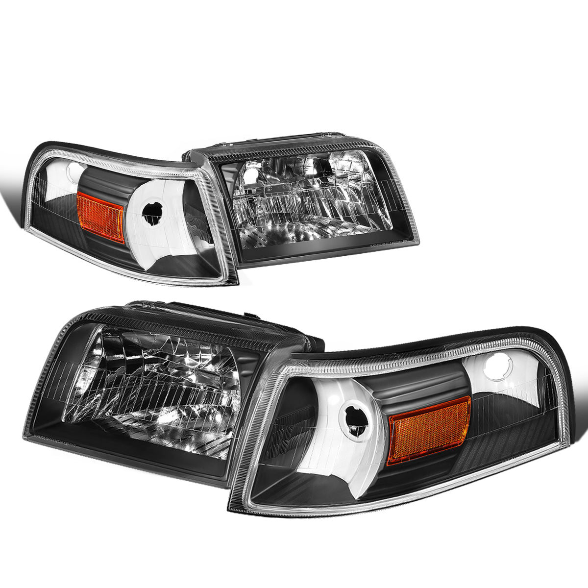 DNA Motoring, 06-11 Mercury Grand Marquis Headlights - Black Housing Amber Corner