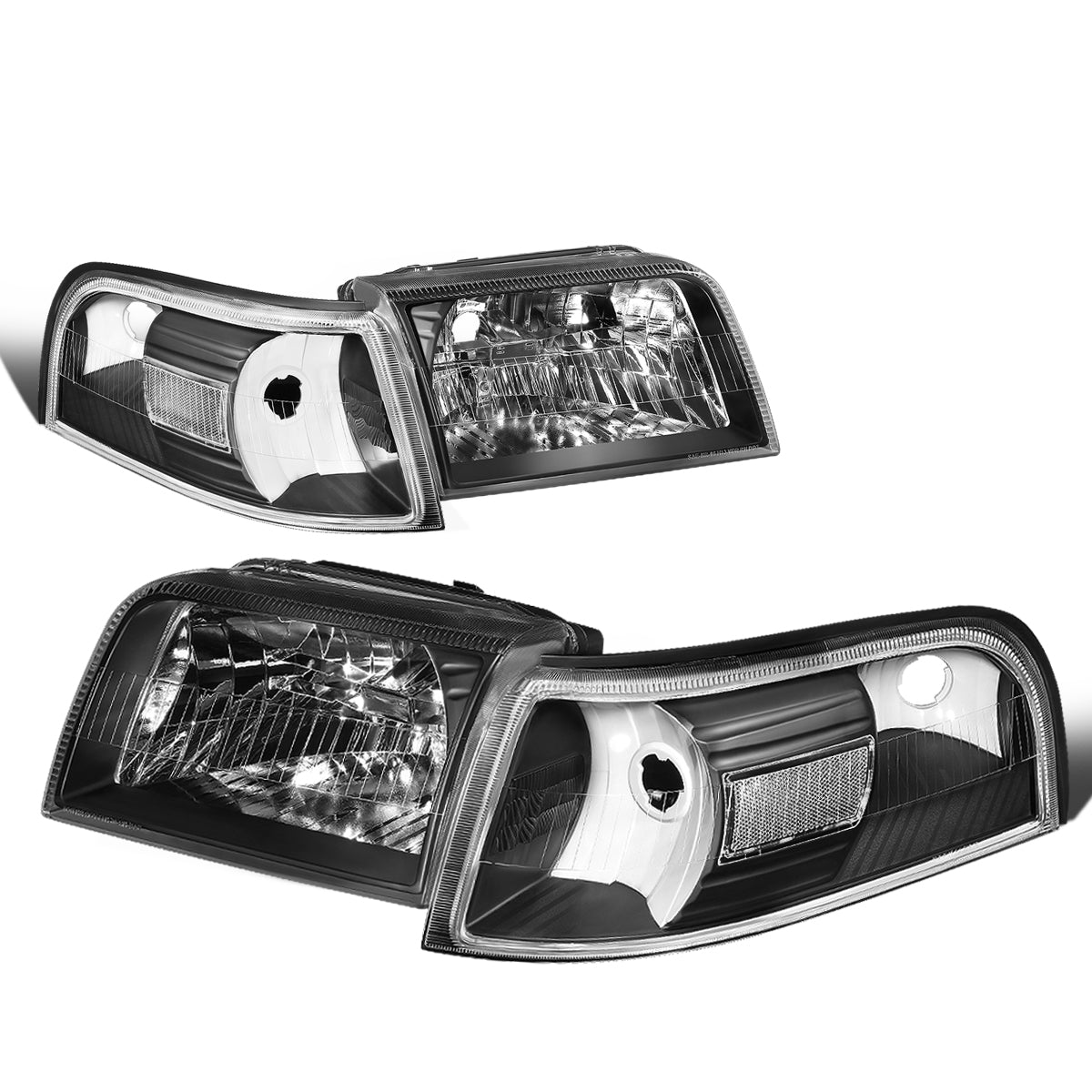 DNA Motoring, 06-11 Mercury Grand Marquis Headlights - Black Housing Clear Corner