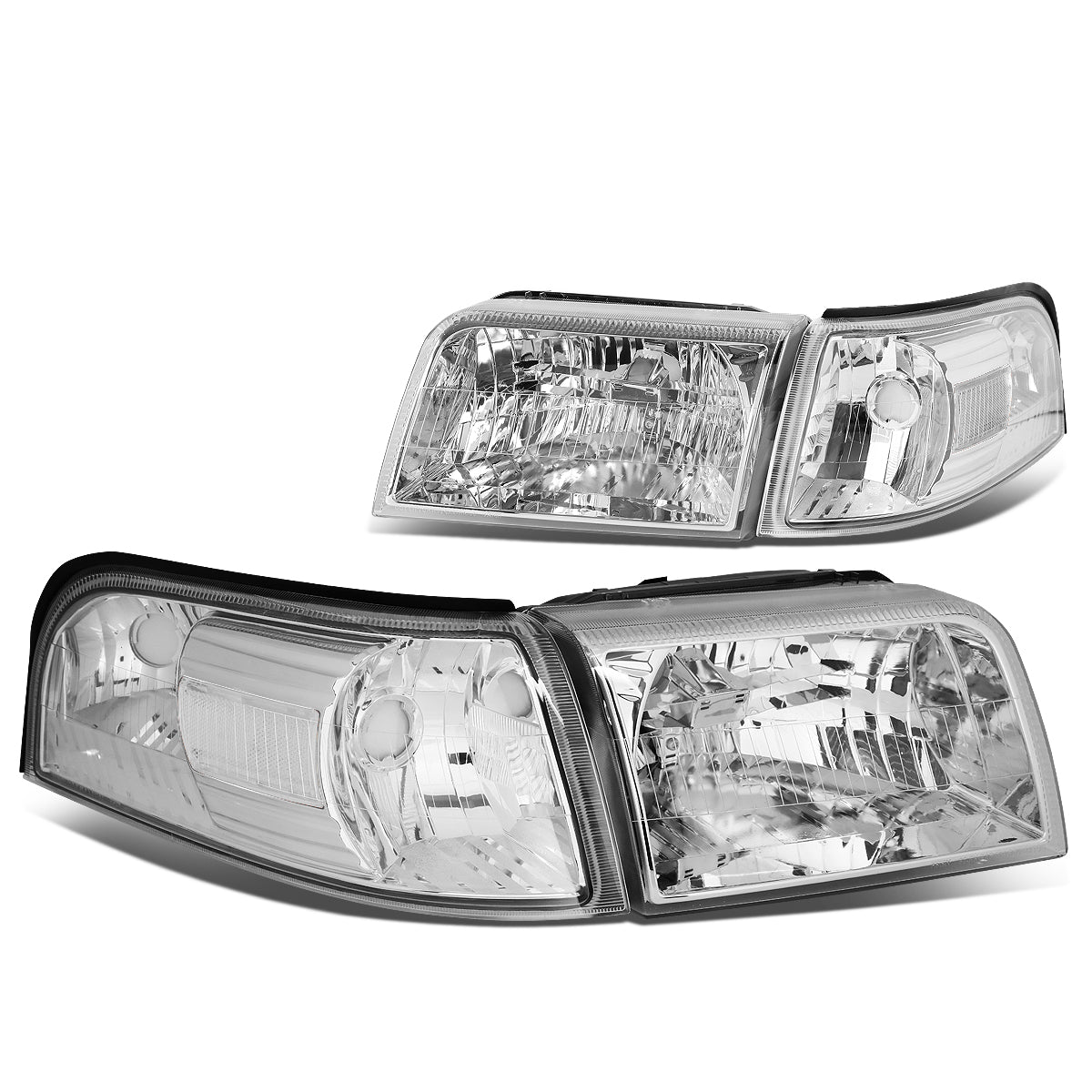 DNA Motoring, 06-11 Mercury Grand Marquis Headlights - Chrome Housing Clear Corner