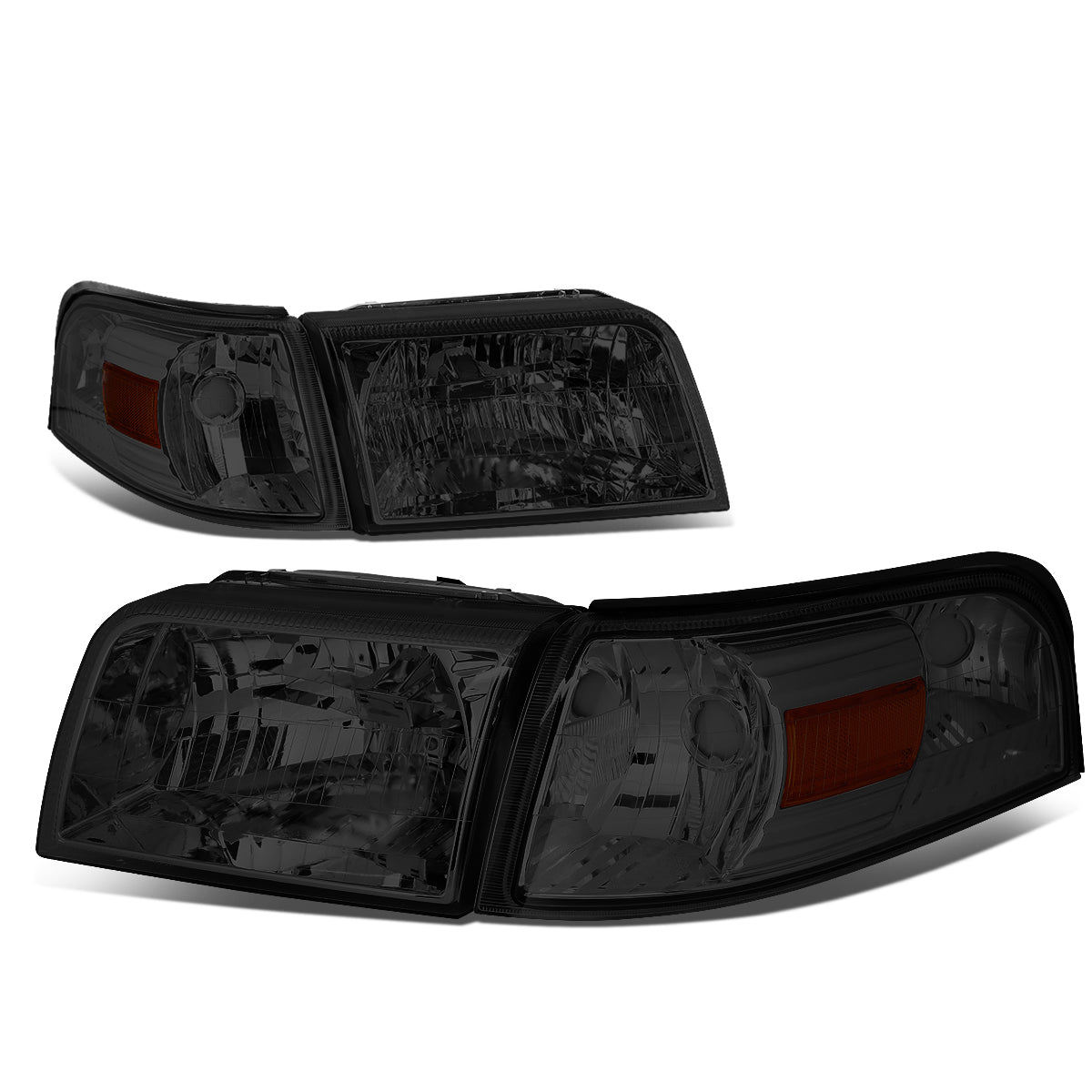 DNA Motoring, 06-11 Mercury Grand Marquis Headlights - Smoked Housing Amber Corner