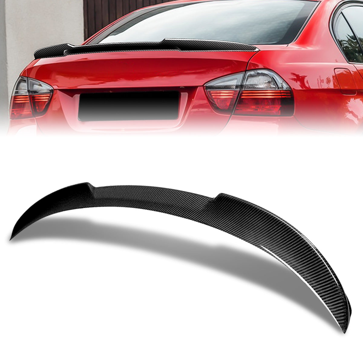 Stay Tuned Performance, 06-12 BMW 3-Series E90 Sedan V-Style Duck Bill Trunk Lid Spoiler - Carbon Fiber