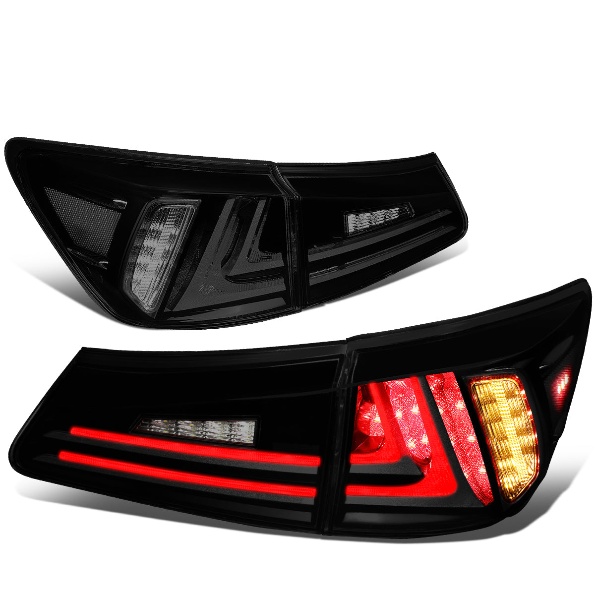 Nuvision Lighting, 06-13 Lexus IS250 IS350 Base Sedan Full LED Brake/Reverse Tail Lights - Smoked Housing