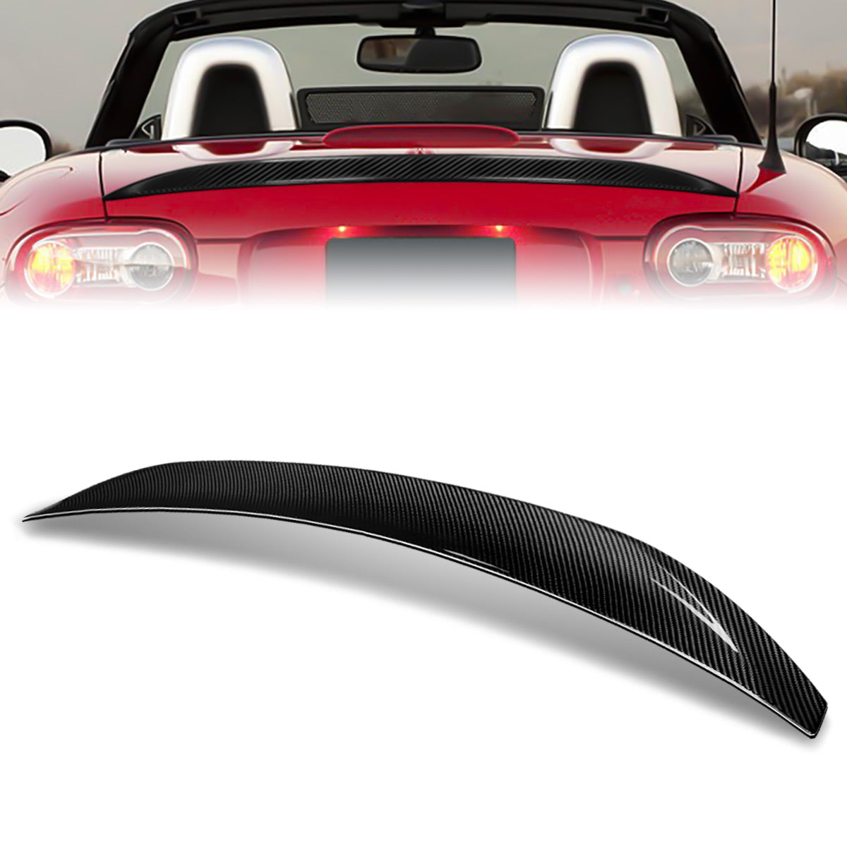 Stay Tuned Performance, 06-15 Mazda MX-5 Miata NC V-Style Rear Trunk Lid Spoiler - Carbon Fiber