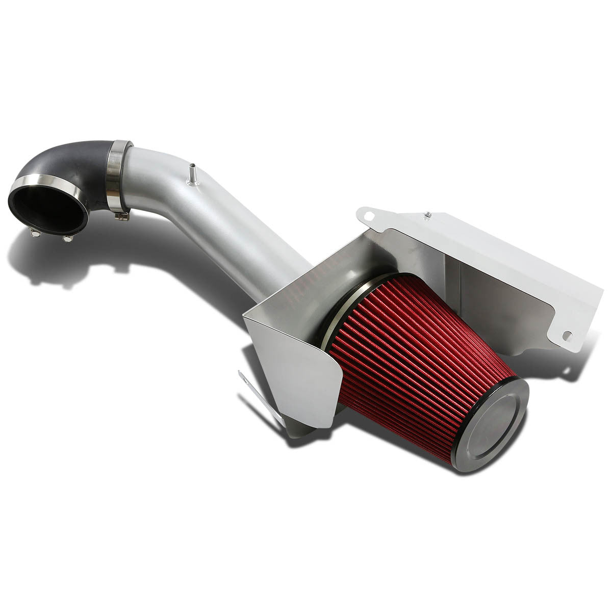 J2 Engineering, 07-08 Chevy Silverado GMC Sierra 4.8L 6.2L Aluminum Cold Air Intake w/Heat Shield+Red Filter