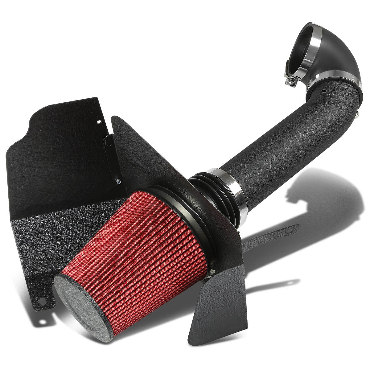 J2 Engineering, 07-08 Chevy Silverado GMC Sierra 4.8L 6.2L Black Cold Air Intake w/Heat Shield+Filter