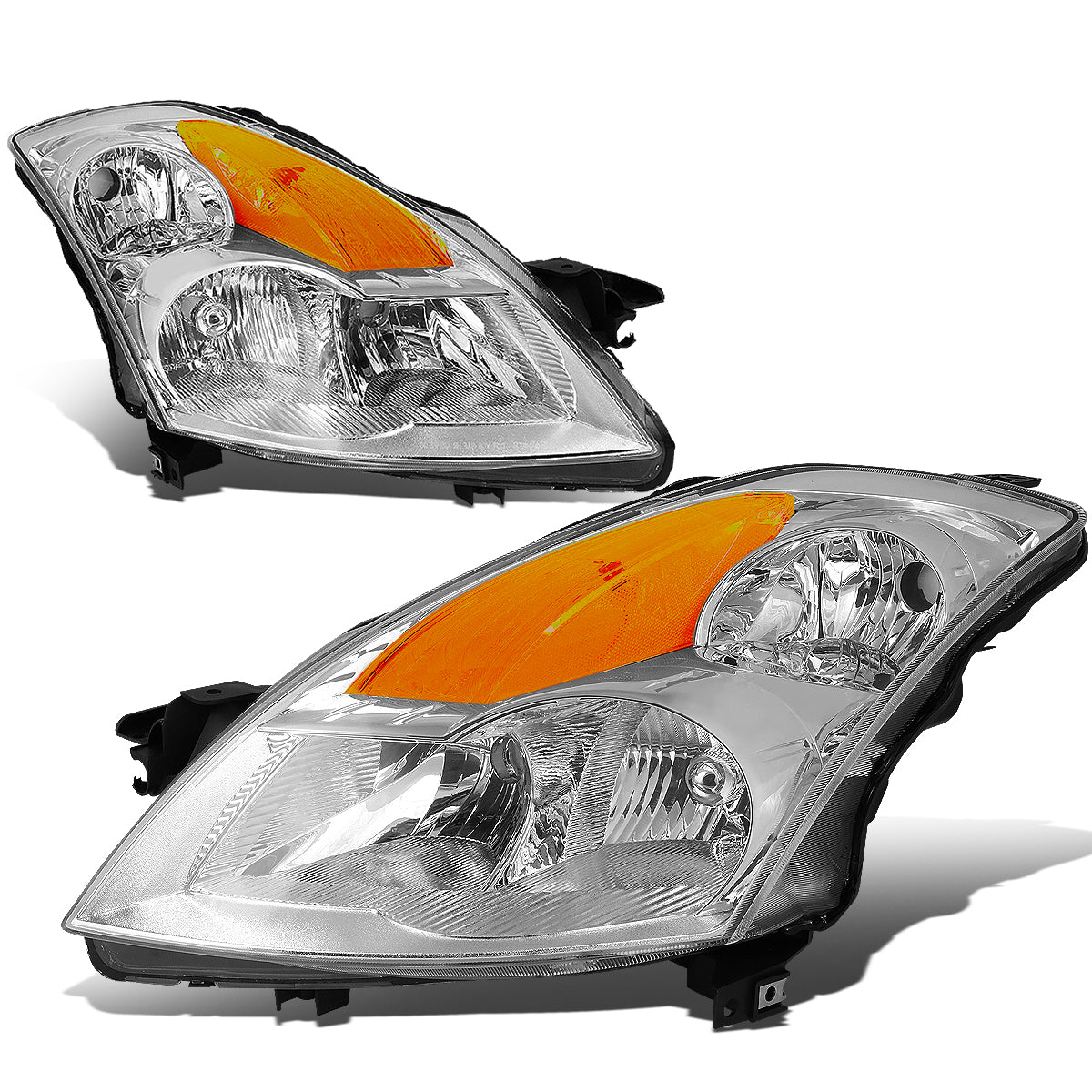 DNA Motoring, 07-09 Nissan Altima Sedan Headlights - Chrome Housing Amber Corner