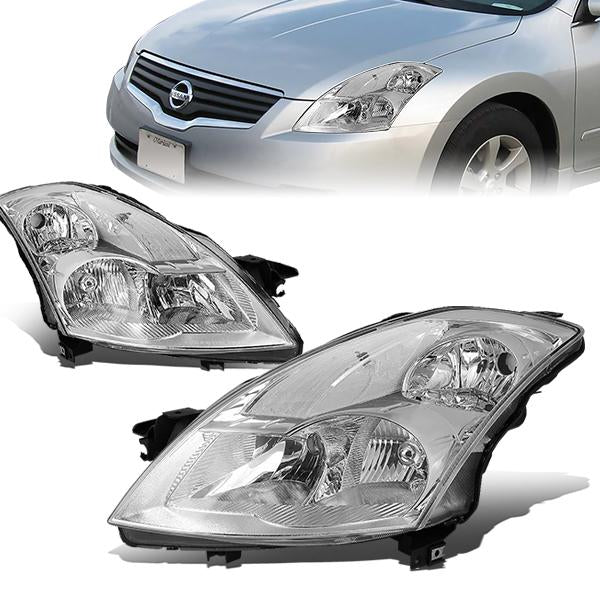 DNA Motoring, 07-09 Nissan Altima Sedan Headlights - Chrome Housing Clear Corner