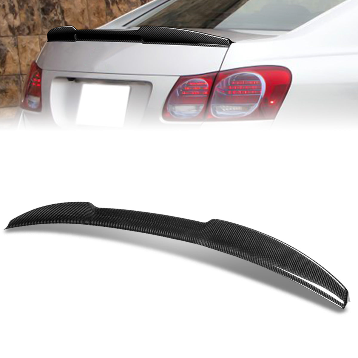 Stay Tuned Performance, 07-11 Lexus GS450h GS460 V-Style Rear Trunk Lid Spoiler - Carbon Fiber