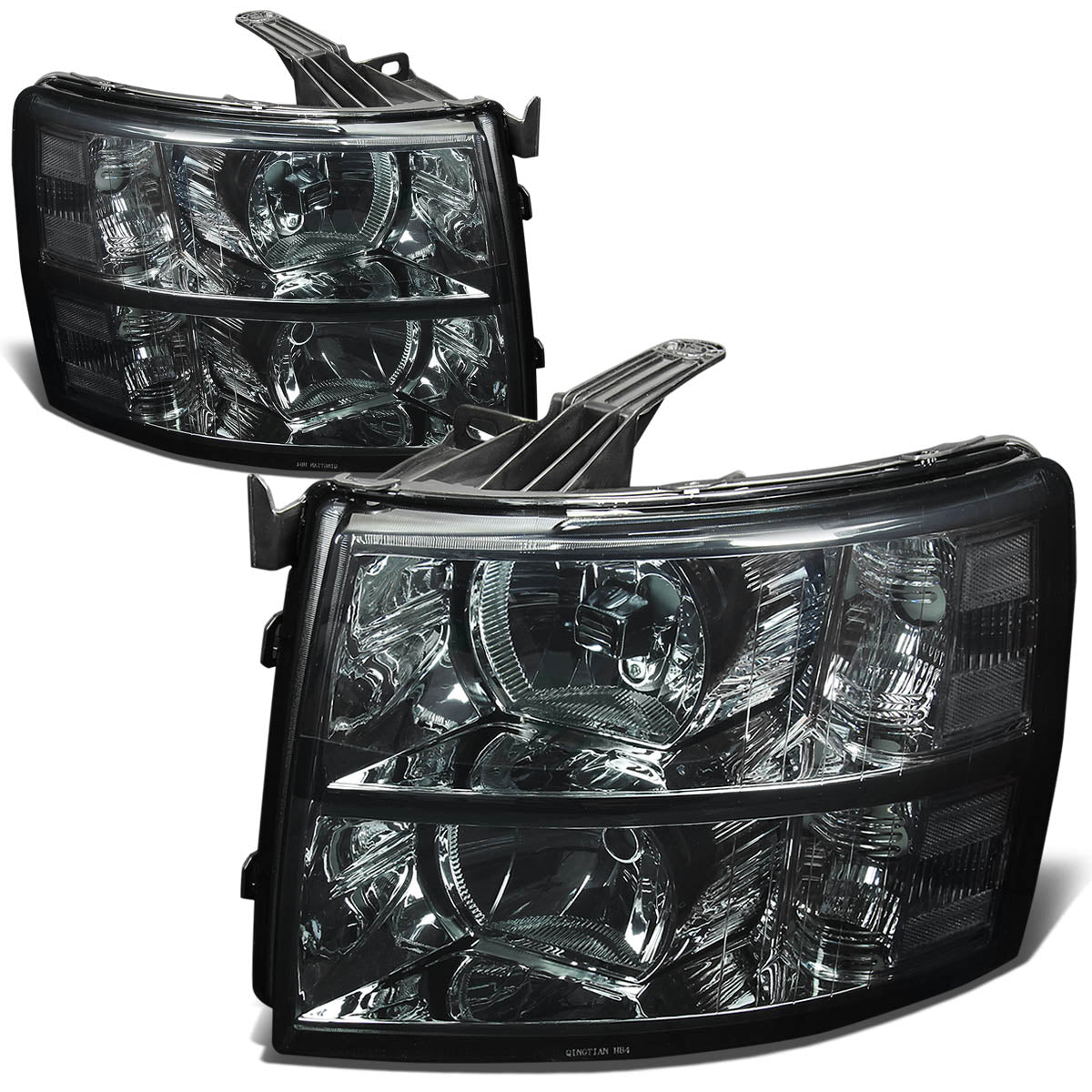 DNA Motoring, 07-14 Chevy Silverado 1500 2500 3500 HD Headlights - Smoked Housing Clear Corner