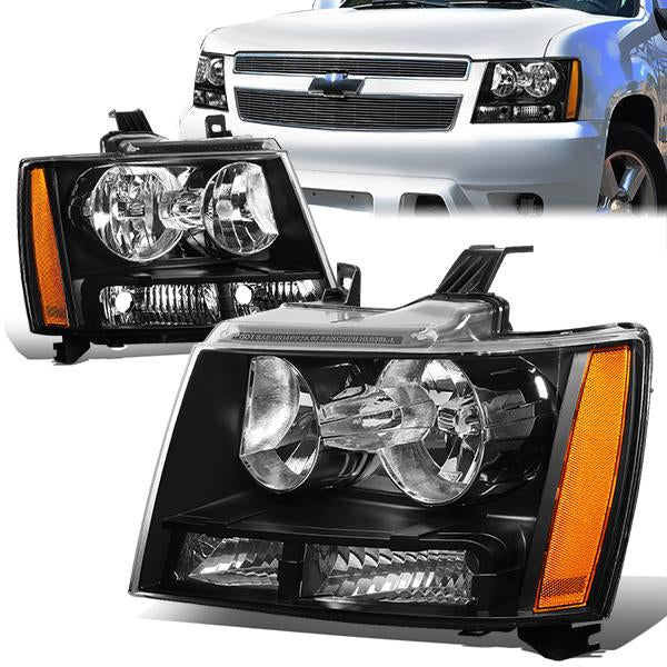 Nuvision Lighting, 07-14 Chevy Tahoe Avalanche Suburban 1500 2500 Headlights - Black Housing Amber Corner