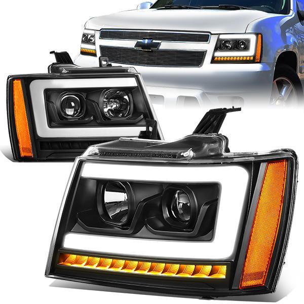 Nuvision Lighting, 07-14 Chevy Tahoe Suburban 1500 2500 Avalanche Sequential LED Turn Signal Projector Headlights