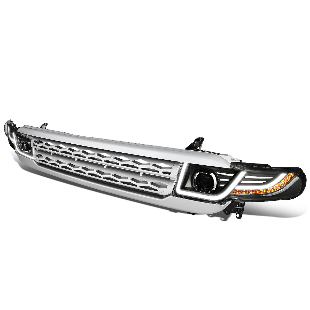 CAAP, 07-14 Toyota FJ Cruiser Front Grille+LED DRL Projector Headlights w/Sequential Turn Signal