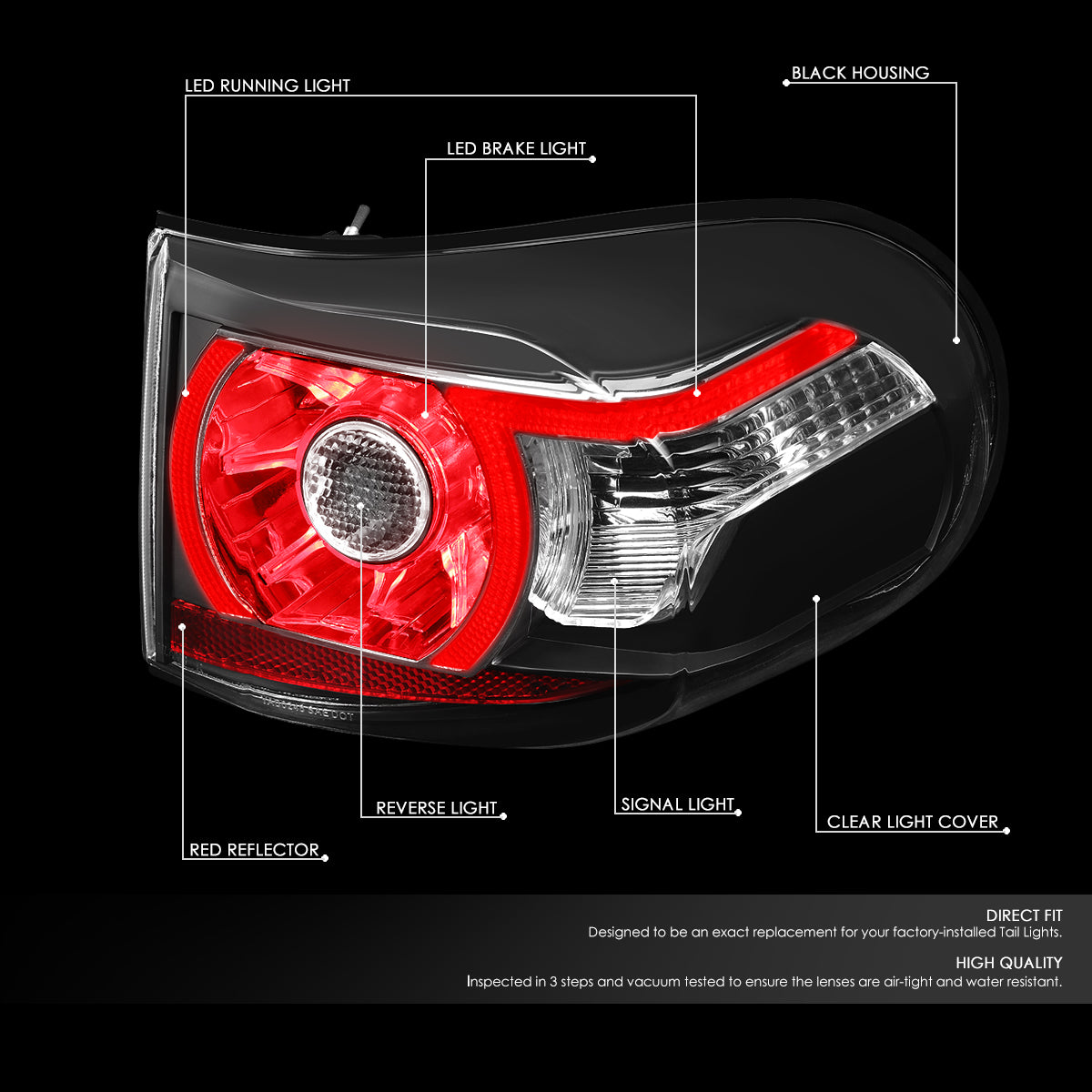 Nuvision Lighting, 07-14 Toyota FJ Cruiser Rear Brake Tail Lights - with LED Running Strip