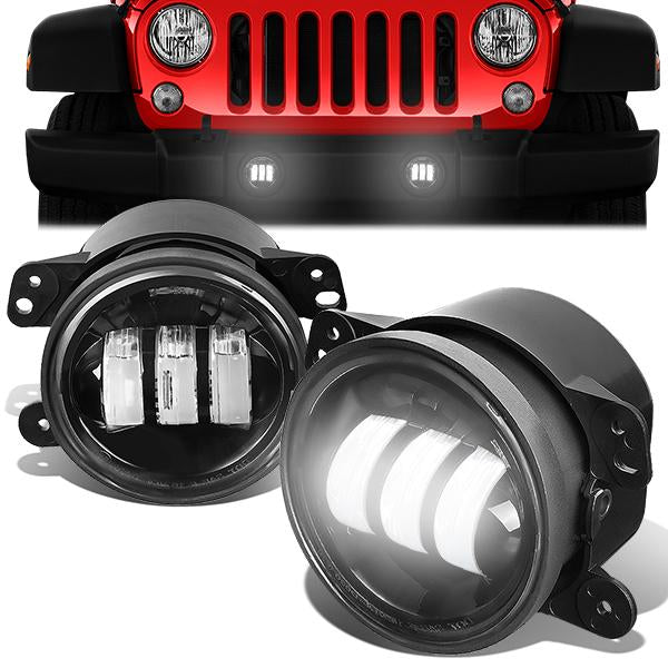 DNA Motoring, 07-17 Jeep Wrangler 11-14 Dodge Charger LED Clear Lens Projector Fog Light - w/Bulbs