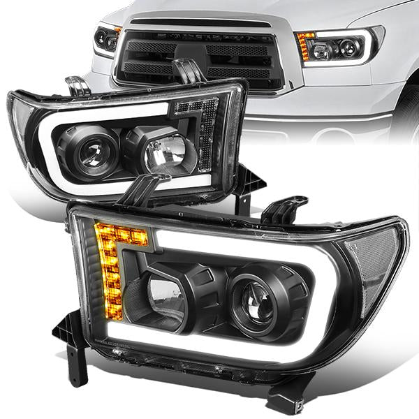 Nuvision Lighting, 07-17 Toyota Tundra Sequoia LED DRL Projector Headlights - Black Housing Clear Corner