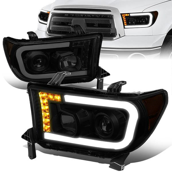 Nuvision Lighting, 07-17 Toyota Tundra Sequoia LED DRL Projector Headlights - Smoked Housing Amber Corner