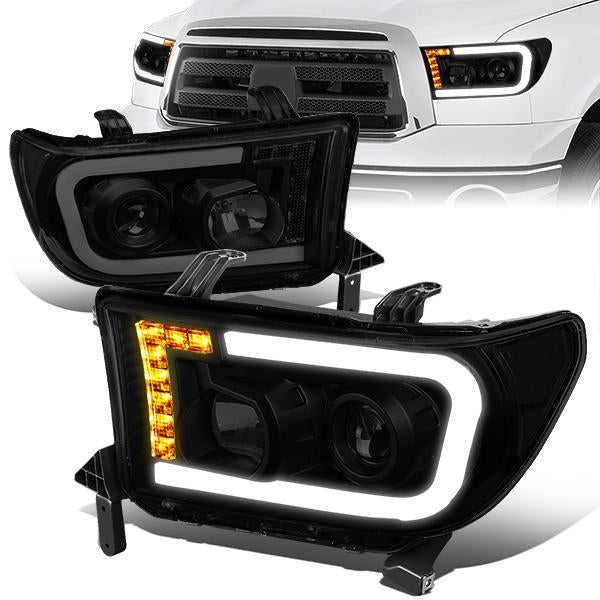 Nuvision Lighting, 07-17 Toyota Tundra Sequoia LED DRL Projector Headlights - Smoked Housing Clear Corner