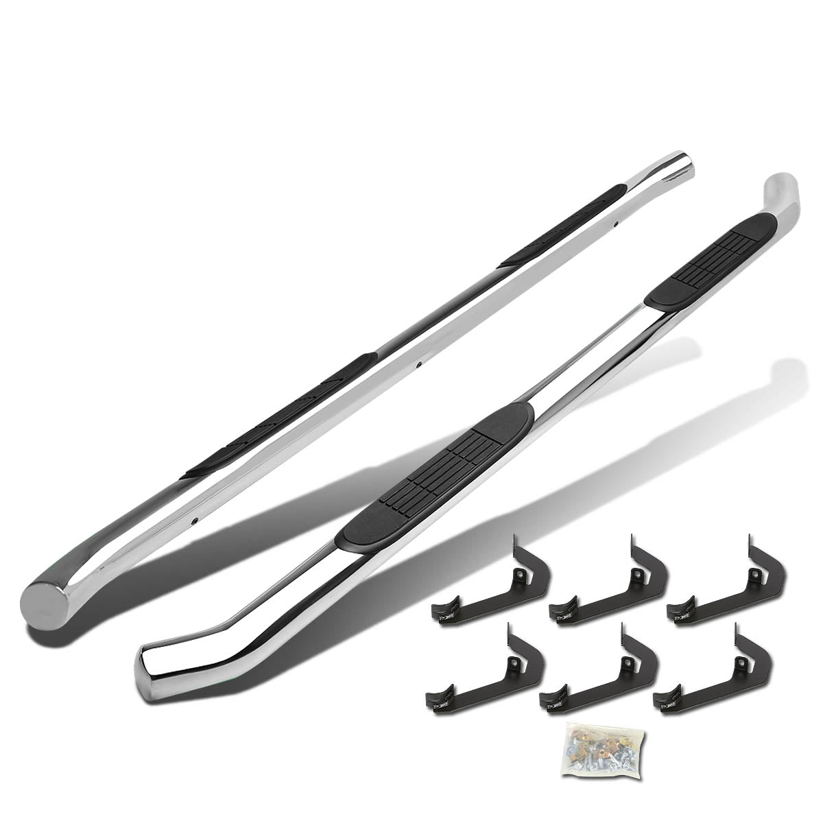 CAAP, 07-19 Chevy Silverado GMC Sierra Crew Cab 3"OD Side Steps Nerf Bar - Stainless Steel