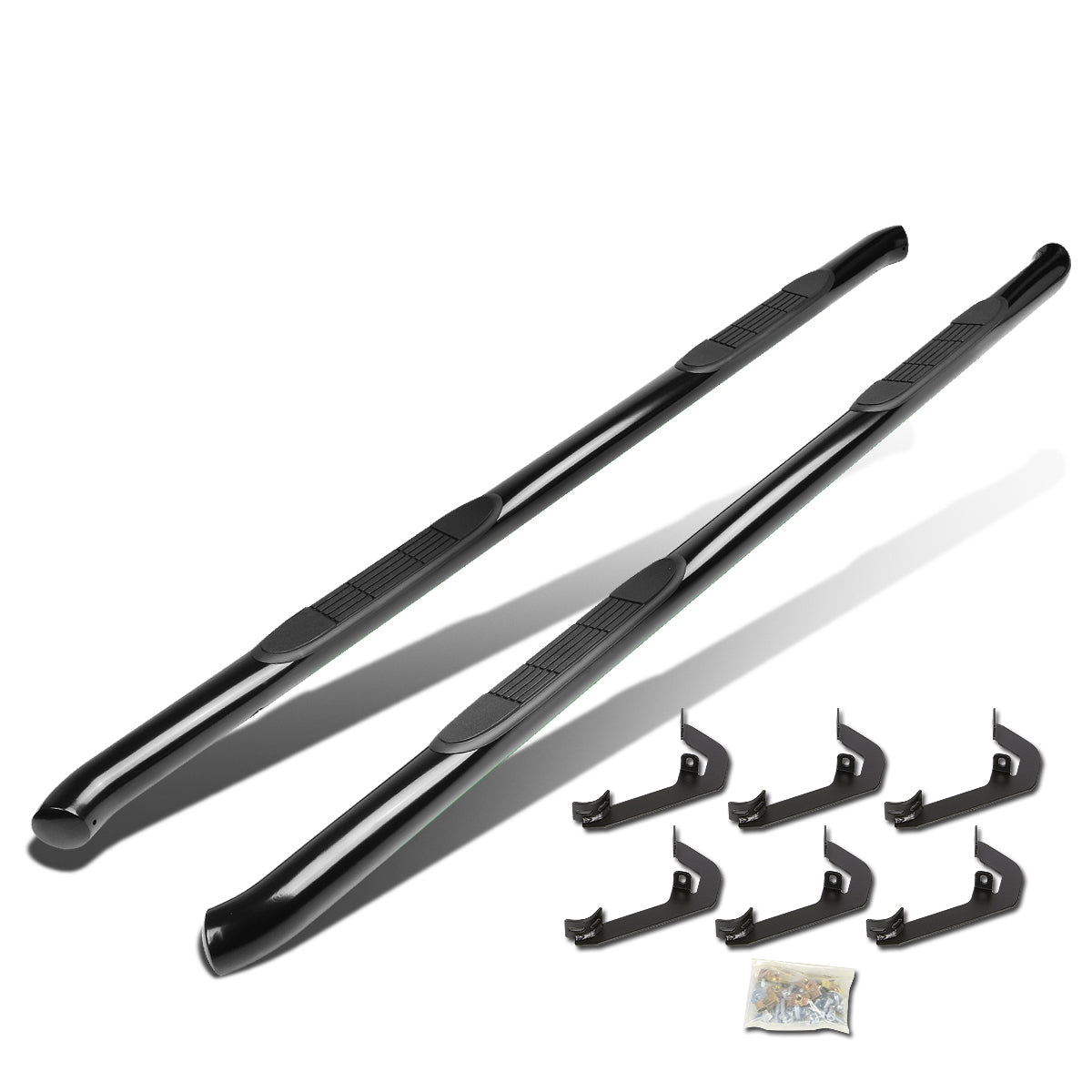 CAAP, 07-19 Chevy Silverado GMC Sierra Crew Cab 3"OD Side Steps Nerf Bar - Steel - Black