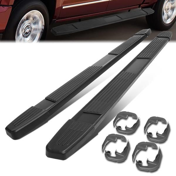 CAAP, 07-19 Chevy Silverado GMC Sierra Crew Cab 6"OD Side Step Bar Running Boards - Aluminum - Black