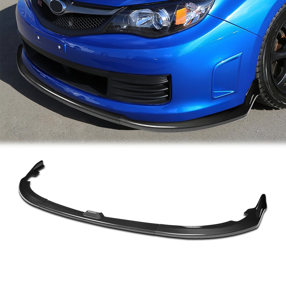 Stay Tuned Performance, 08-10 Subaru WRX STI Front Bumper Lip - 3 Pieces CS2-Style Design [Carbon Fiber Look]