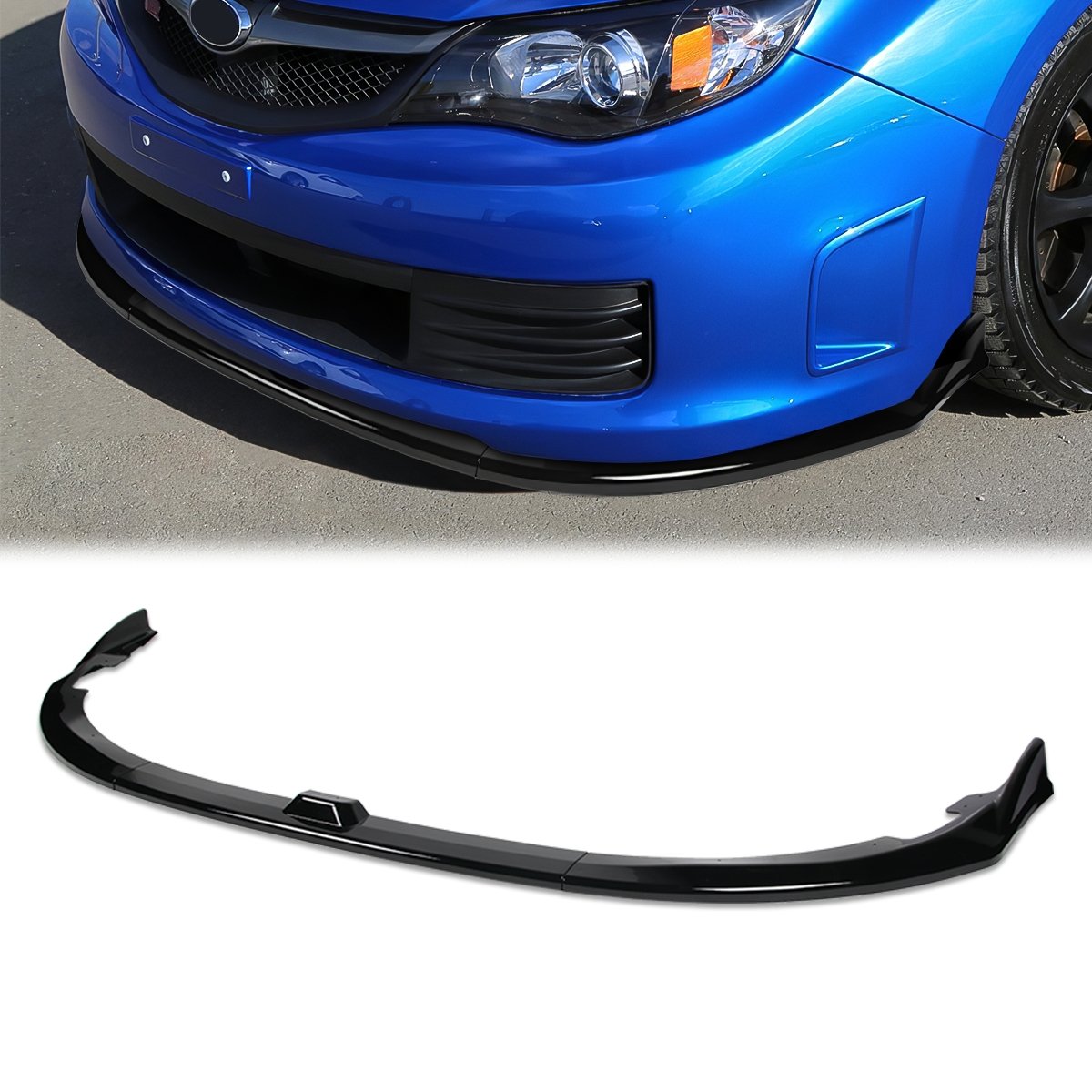 Stay Tuned Performance, 08-10 Subaru WRX STI Front Bumper Lip - 3 Pieces CS2-Style Design [Gloss Black]