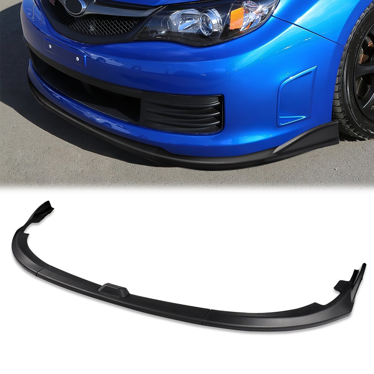 Stay Tuned Performance, 08-10 Subaru WRX STI Front Bumper Lip - 3 Pieces CS2-Style Design [Matte Black]