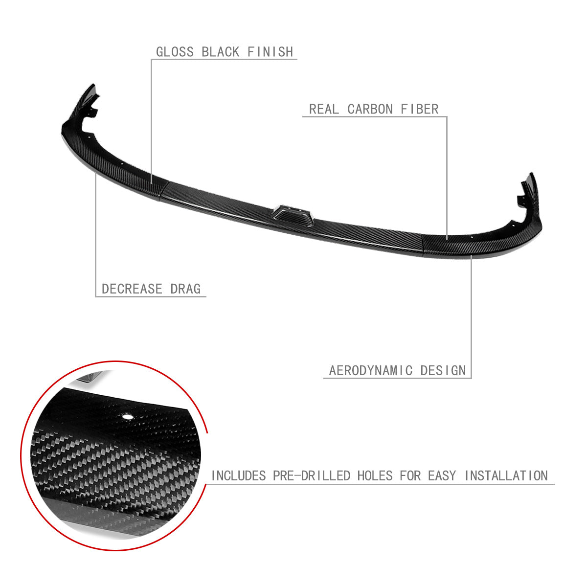 Stay Tuned Performance, 08-10 Subaru WRX STI Front Bumper Lip - 3 Pieces CS2-Style Design [Real Carbon Fiber]