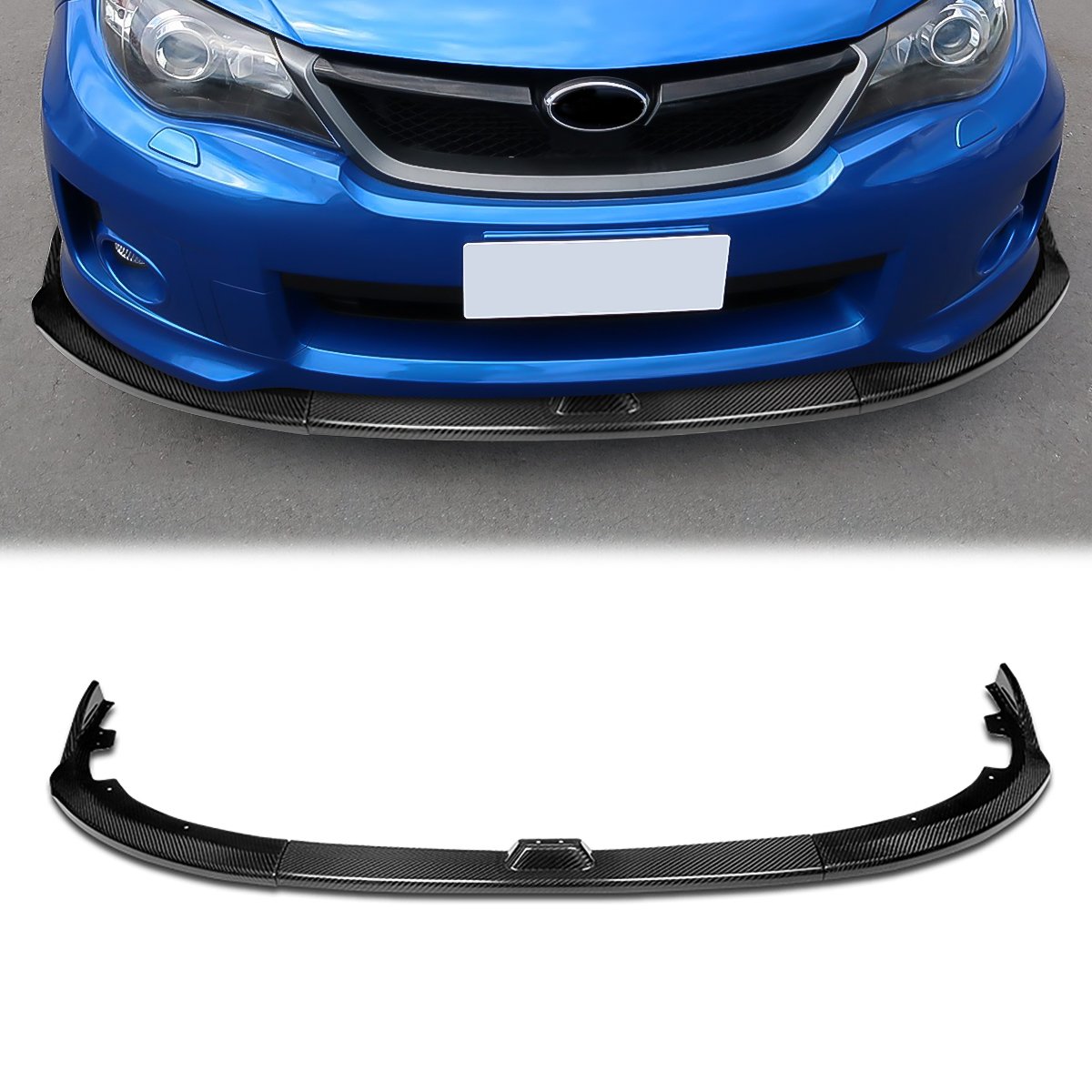 Stay Tuned Performance, 08-10 Subaru WRX STI Front Bumper Lip - 3 Pieces CS2-Style Design [Real Carbon Fiber]