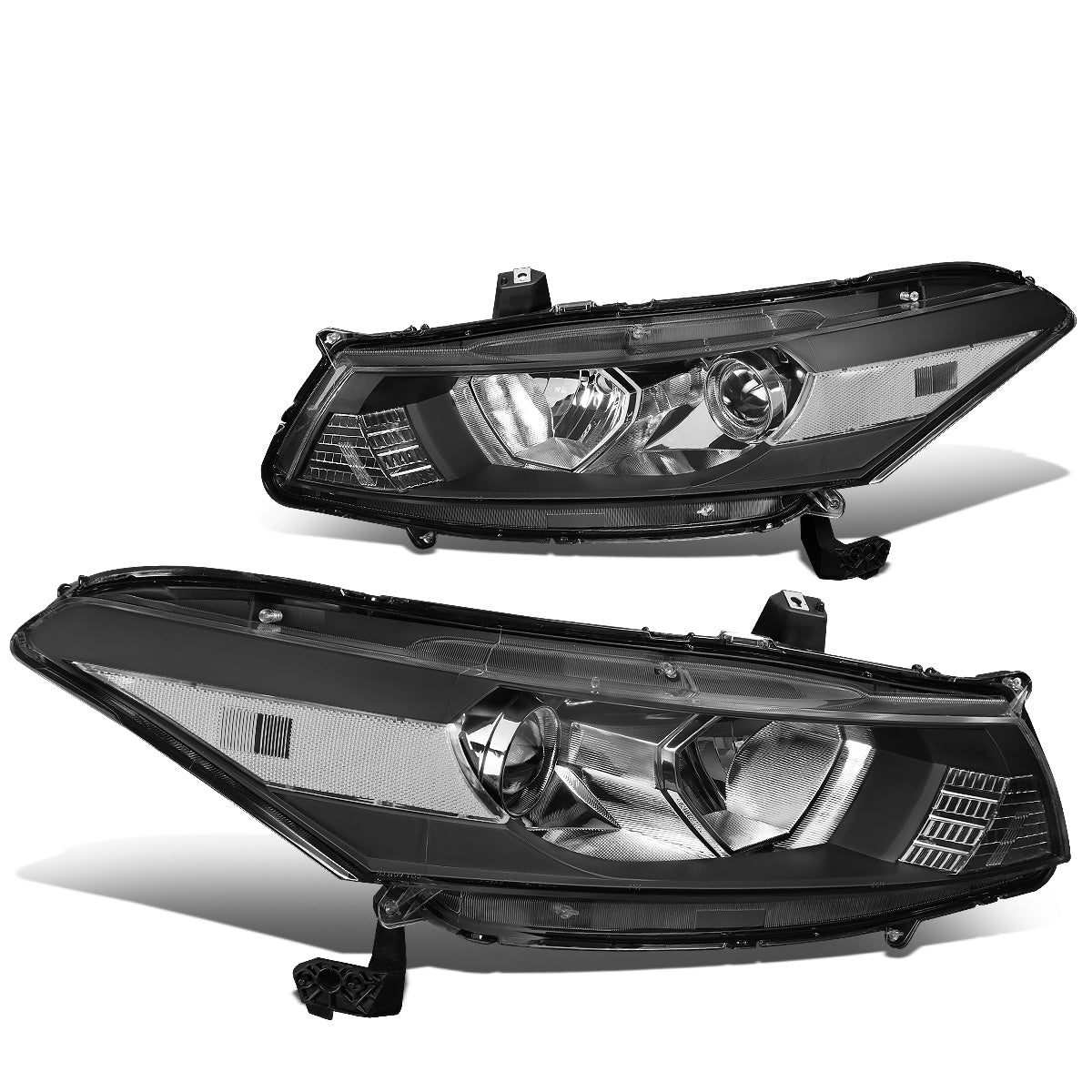 DNA Motoring, 08-12 Honda Accord Coupe Projector Headlights - Black Housing Clear Corner