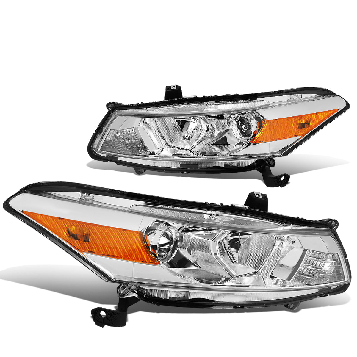 DNA Motoring, 08-12 Honda Accord Coupe Projector Headlights - Chrome Housing Amber Corner