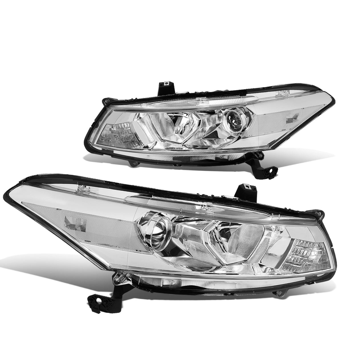 DNA Motoring, 08-12 Honda Accord Coupe Projector Headlights - Chrome Housing Clear Corner