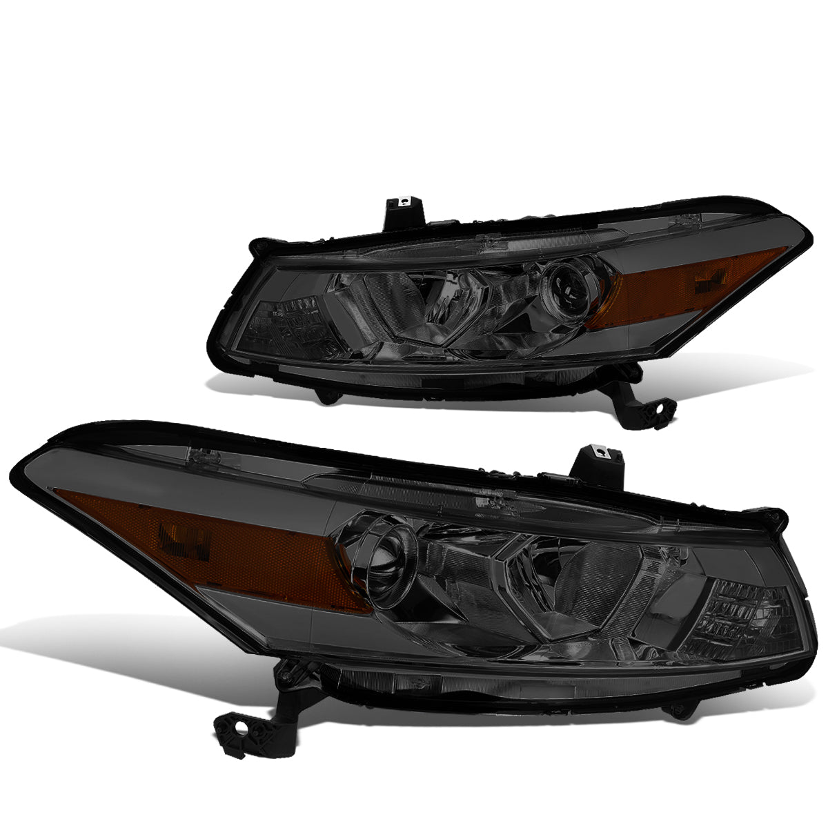 DNA Motoring, 08-12 Honda Accord Coupe Projector Headlights - Smoked Housing Amber Corner