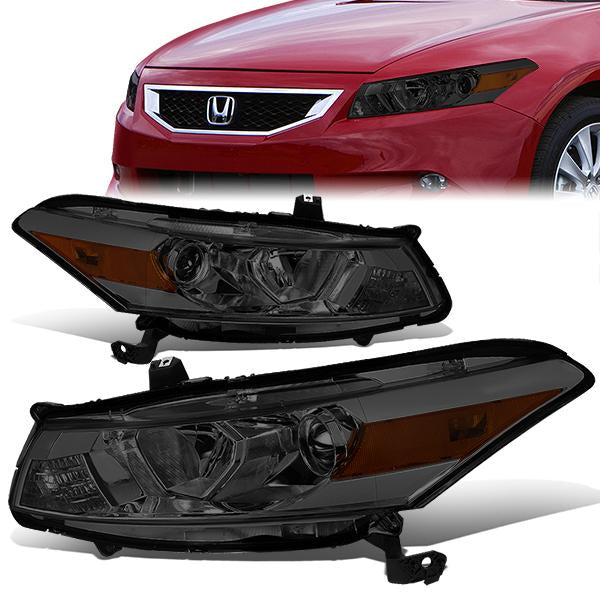 DNA Motoring, 08-12 Honda Accord Coupe Projector Headlights - Smoked Housing Amber Corner