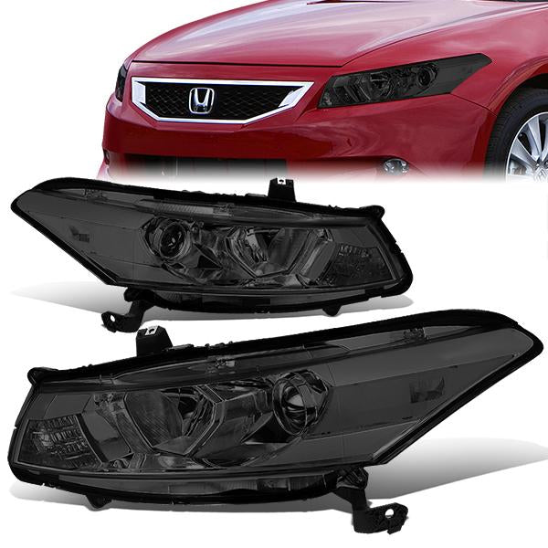 DNA Motoring, 08-12 Honda Accord Coupe Projector Headlights - Smoked Housing Clear Corner