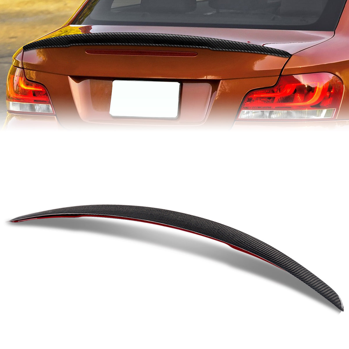 Stay Tuned Performance, 08-13 BMW 125i 128i 135i 1-Series M P-Style Duck Bill Trunk Lid Spoiler - Carbon Fiber