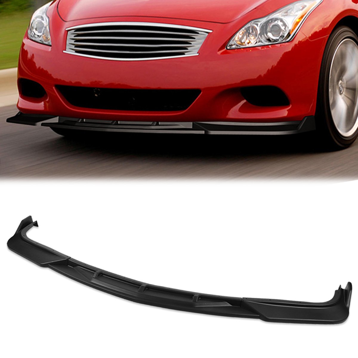 Stay Tuned Performance, 08-13 Infiniti G37 Coupe Front Bumper Lip - 3 Pieces STP Style [Matte Black]